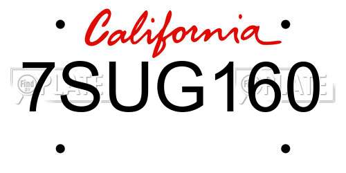 7SUG160 California License Plate