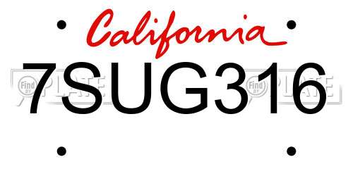 7SUG316 California License Plate