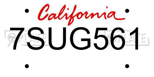 7SUG561 California License Plate