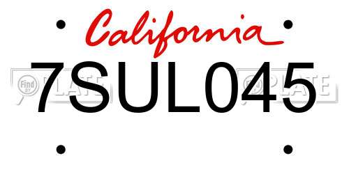 7SUL045 California License Plate