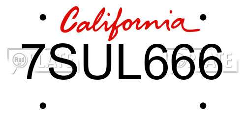 7SUL666 California License Plate