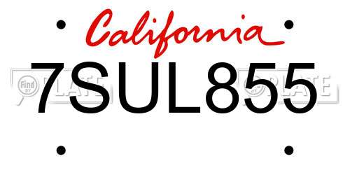 7SUL855 California License Plate