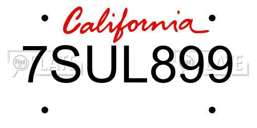 7SUL899 California License Plate