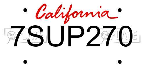 7SUP270 California License Plate