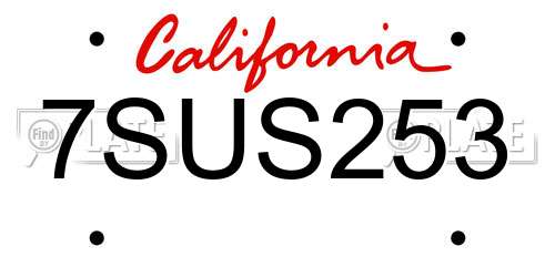 7SUS253 California License Plate