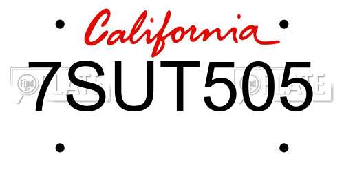 7SUT505 California License Plate
