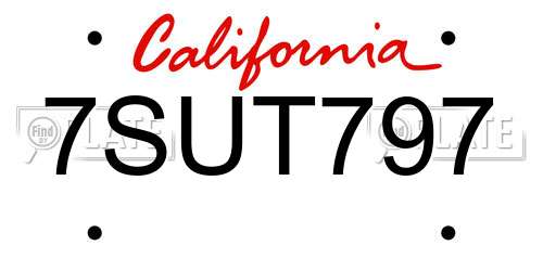7SUT797 California License Plate