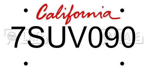 7SUV090 California License Plate
