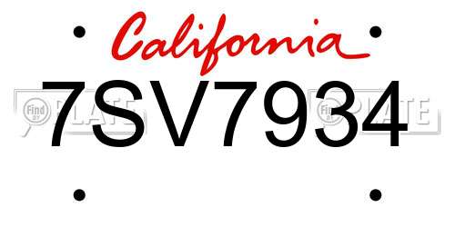 7SV7934 California License Plate