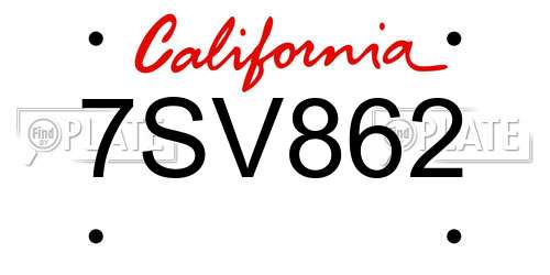 7SV862 California License Plate