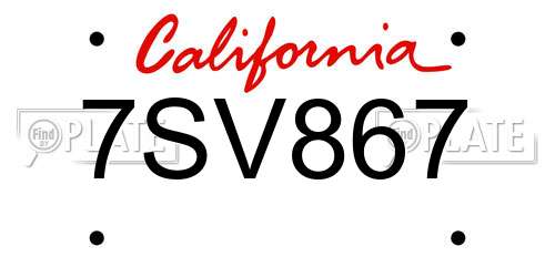 7SV867 California License Plate
