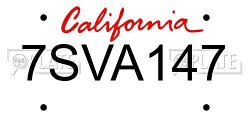 7SVA147 California License Plate