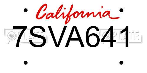 7SVA641 California License Plate