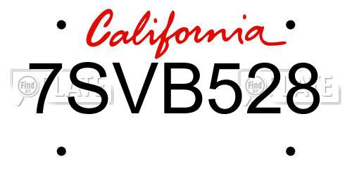 7SVB528 California License Plate