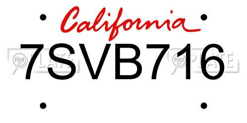 7SVB716 California License Plate