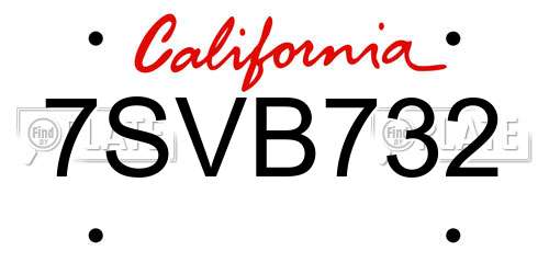 7SVB732 California License Plate