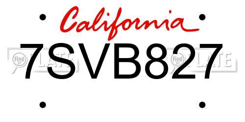 7SVB827 California License Plate