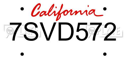 7SVD572 California License Plate