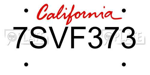 7SVF373 California License Plate