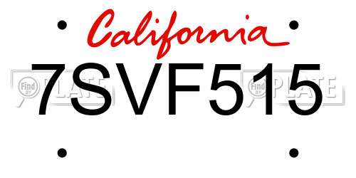 7SVF515 California License Plate