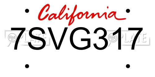 7SVG317 California License Plate