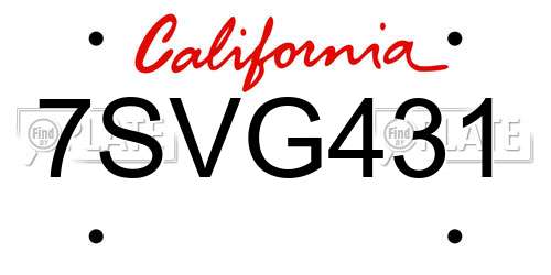 7SVG431 California License Plate