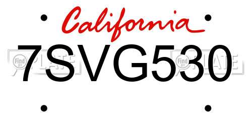 7SVG530 California License Plate