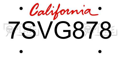 7SVG878 California License Plate