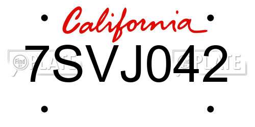 7SVJ042 California License Plate