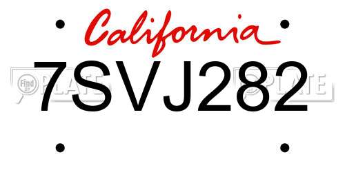 7SVJ282 California License Plate