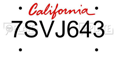 7SVJ643 California License Plate