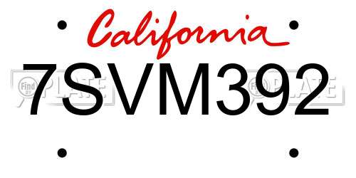 7SVM392 California License Plate