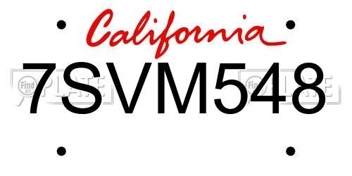 7SVM548 California License Plate
