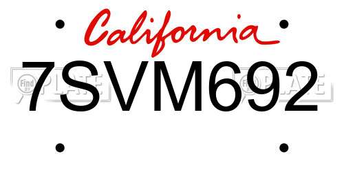 7SVM692 California License Plate