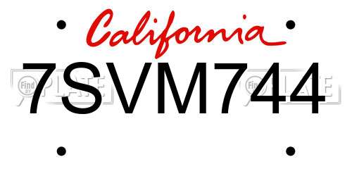 7SVM744 California License Plate