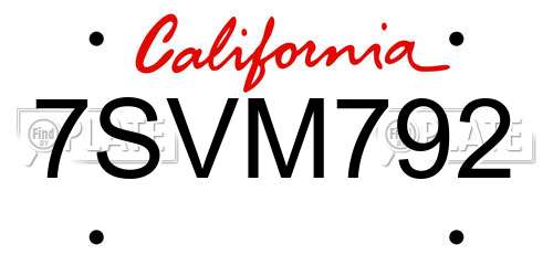 7SVM792 California License Plate