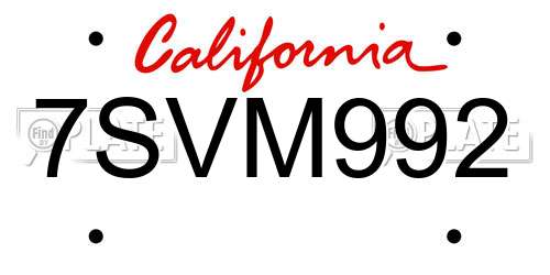 7SVM992 California License Plate