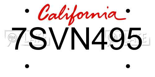 7SVN495 California License Plate