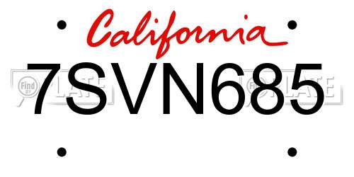 7SVN685 California License Plate