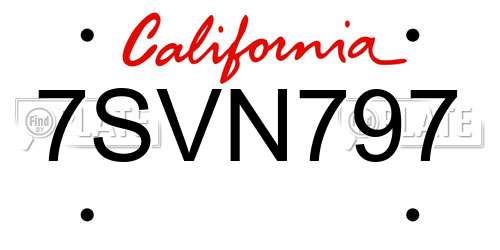 7SVN797 California License Plate