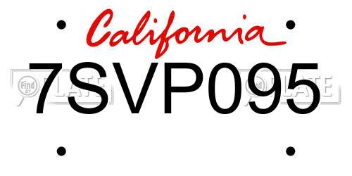 7SVP095 California License Plate