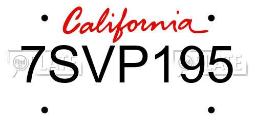 7SVP195 California License Plate
