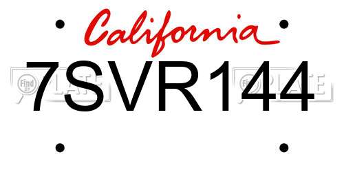 7SVR144 California License Plate