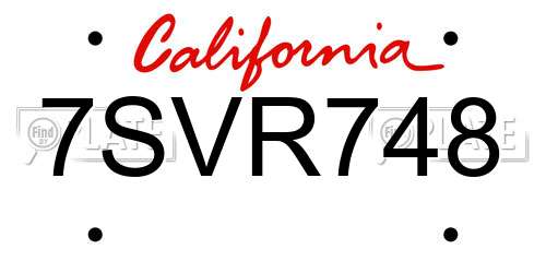 7SVR748 California License Plate