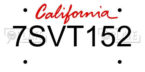 7SVT152 California License Plate