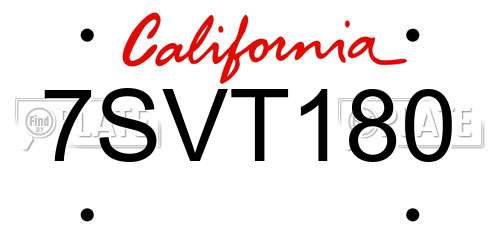 7SVT180 California License Plate