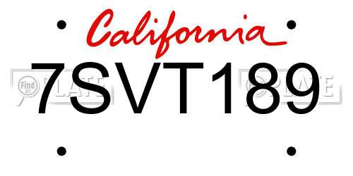 7SVT189 California License Plate