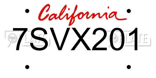 7SVX201 California License Plate