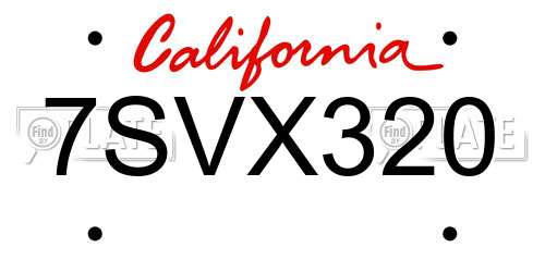 7SVX320 California License Plate