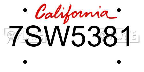 7SW5381 California License Plate